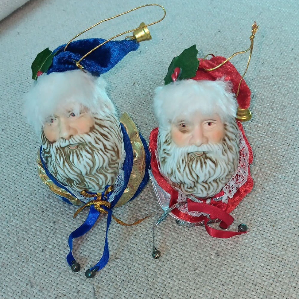 Old World Ceramic Face Santa Ornaments